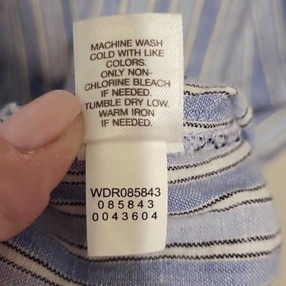 J. Jill Linen Front Button Shirt Dress Sleeves Roll up Small Collar Blue Size L - Picture 13 of 15